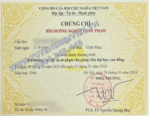 Chứng chỉ Nghiệp vụ sư phạm giảng viên
