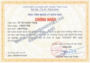 Bồi dưỡng nghiệp vụ Quản lý giáo dục trường Mầm non