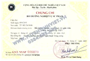 Chứng chỉ Nghiệp vụ sư phạm Âm nhạc