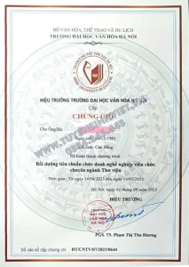 Bồi dưỡng tiêu chuẩn chức danh nghiệp chuyên ngành vụ thư viện
