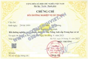 Chứng chỉ nghiệp vụ Sư phạm Tiếng anh cho giáo viên dạy cấp THCS