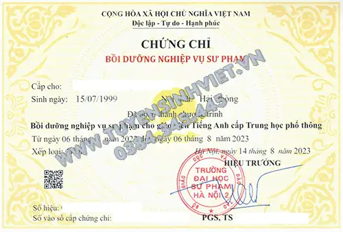 Chứng chỉ nghiệp vụ Sư phạm Tiếng anh cho giáo viên dạy cấp THPT