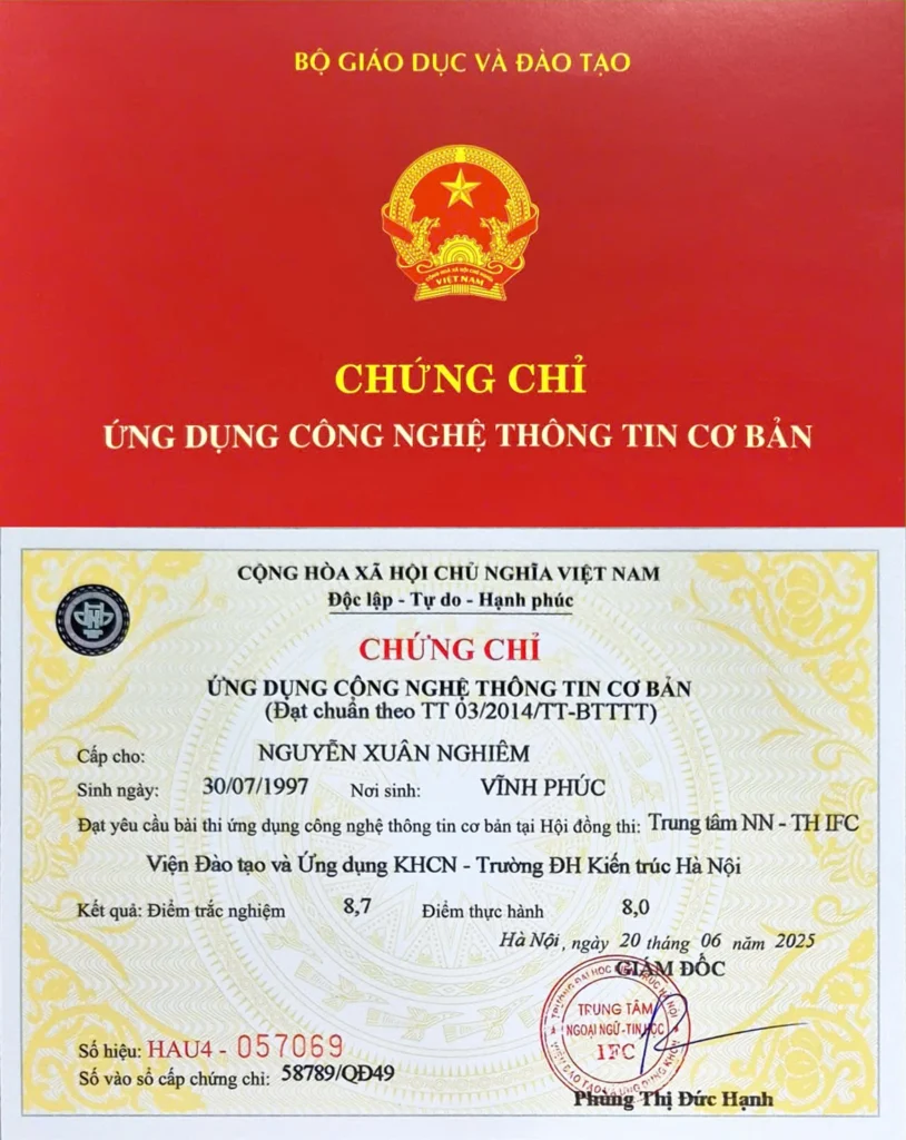 chung chi tin hoc dai hoc kien truc ha noi