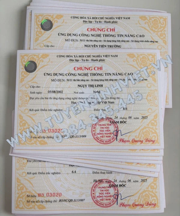chung chi tin hoc nong nghiep viet nam