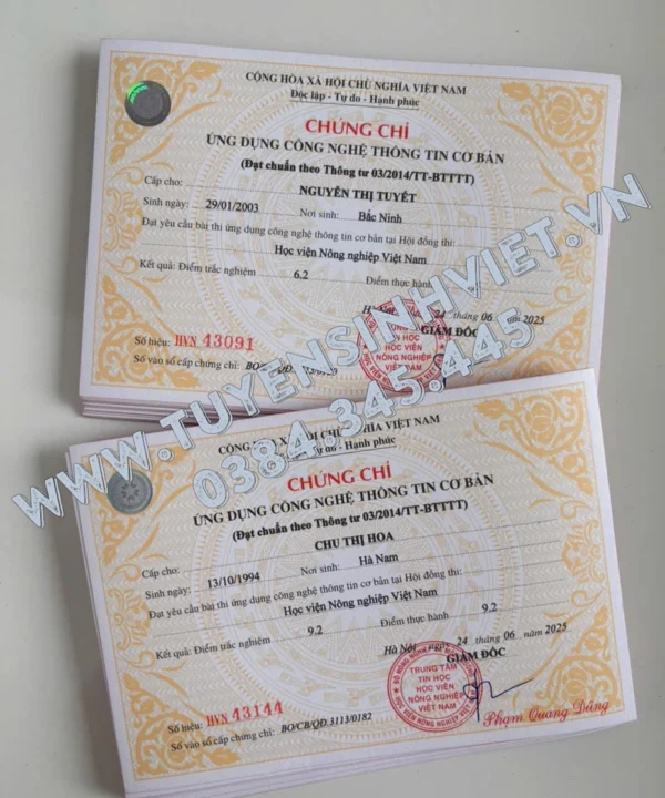 chung chi tin hoc nong nghiep viet nam ha noi