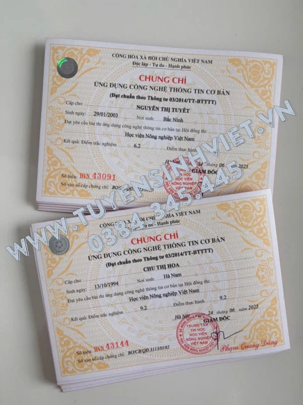 chung chi tin hoc nong nghiep viet nam ha noi