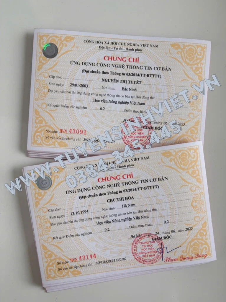 chung chi tin hoc nong nghiep viet nam ha noi