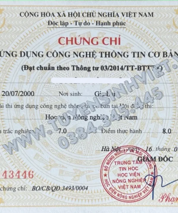 Lịch thi Chứng chỉ Tin học Cơ bản Học viện Nông Nghiệp Việt Nam ngày 03/08/2025
