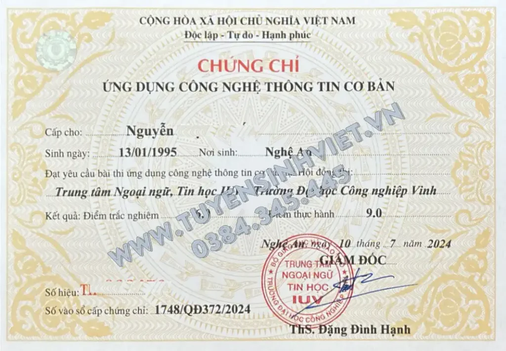 thi chung chi tin hoc tai vinh
