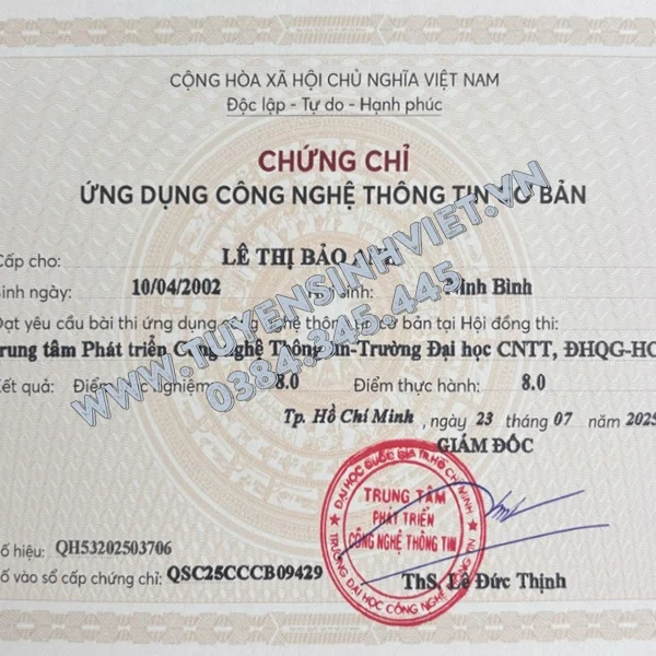 Lịch thi Chứng chỉ Tin học Cơ bản HCM ngày 28/09/2025 do Đại học Công nghệ Thông tin - ĐHQG-HCM tổ chức