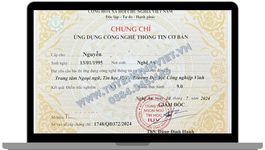 chung chi tin hoc dai hoc cong nghiep vinh