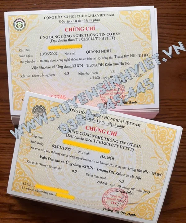 thi chung chi tin hoc co ban kien truc ha noi