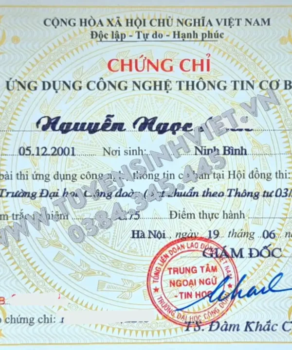 thi chung chi tin hoc co ban tai dai hoc cong doan