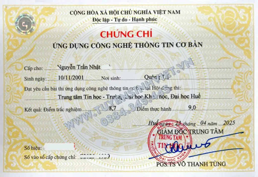 thi chung chi tin hoc hue