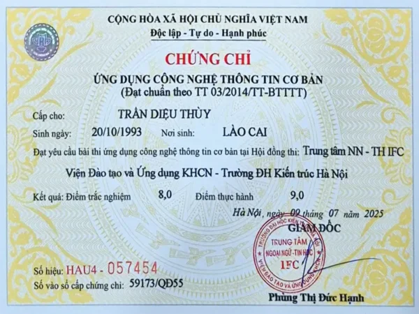 thi chung chi tin hoc kien truc ha noi