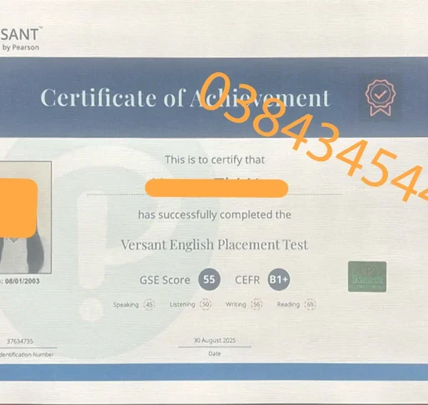 Lịch thi Chứng Chỉ Tiếng Anh Versant English Placement Test 26/10/2025