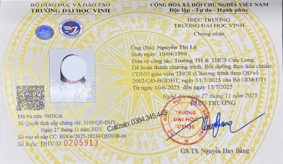 chung chi boi duong chuan chuc danh nghe nghiep giao vien thcs