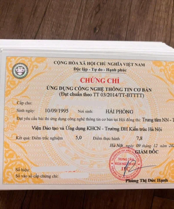 thi chung chi tin hoc co ban dai hoc kien truc hn 21 12 2025