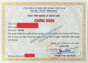 Chứng chỉ Quản lý Giáo dục
